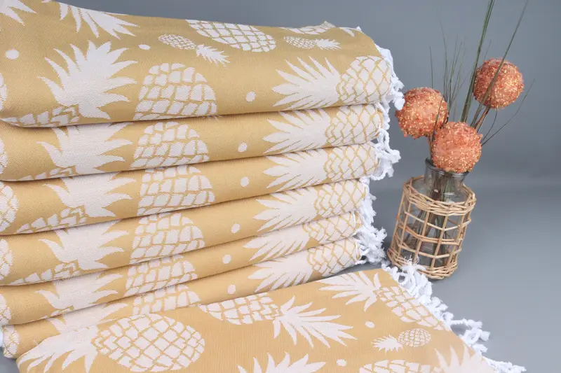Wedding Gift, Grandma Gift, Monogram Towels, Custom Gift, Personalized Wedding Gift, Embroidered Turkish Towel, 70x36 Cotton Pineapple Design Towel - 2