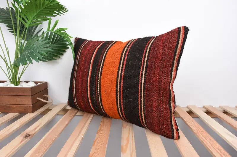 16x24 Orange Cushion, Interior Designer Pillow, Antique Pillows, Kilim Rug Pillow, Indoor Pillow Case, Handmade Kilim Cushion, Pillow - 5