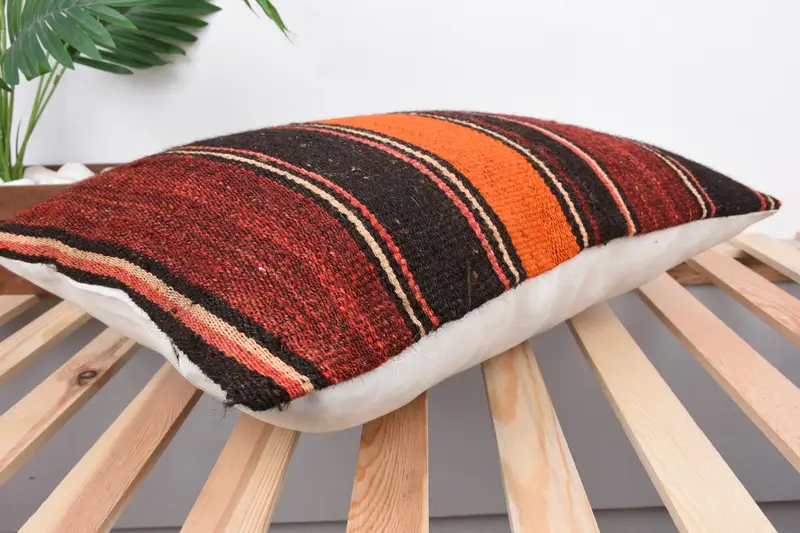 16x24 Orange Cushion, Interior Designer Pillow, Antique Pillows, Kilim Rug Pillow, Indoor Pillow Case, Handmade Kilim Cushion, Pillow - 6