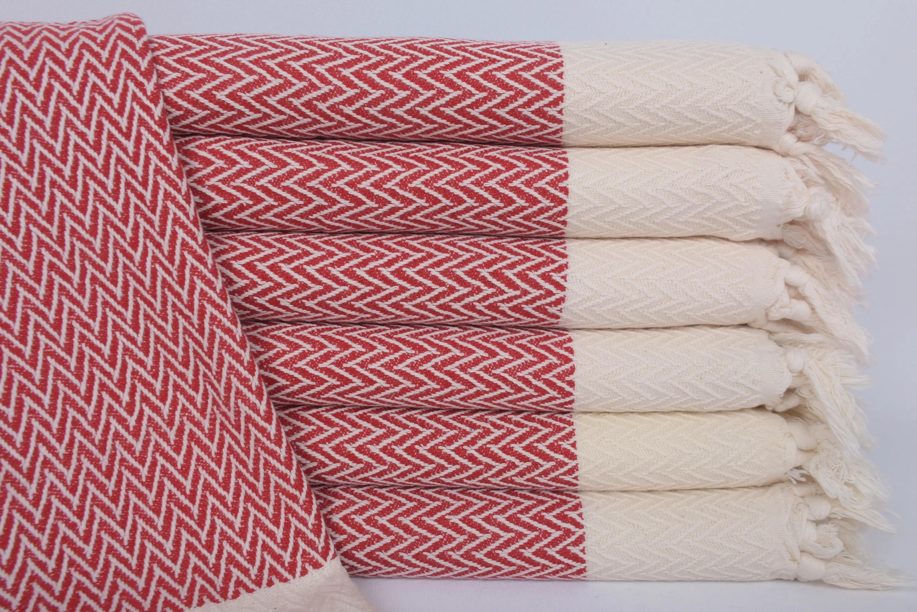 Personalized Kitchen Towel Red Zigzag Design Dish Towel, 34x18 Inches - 1
