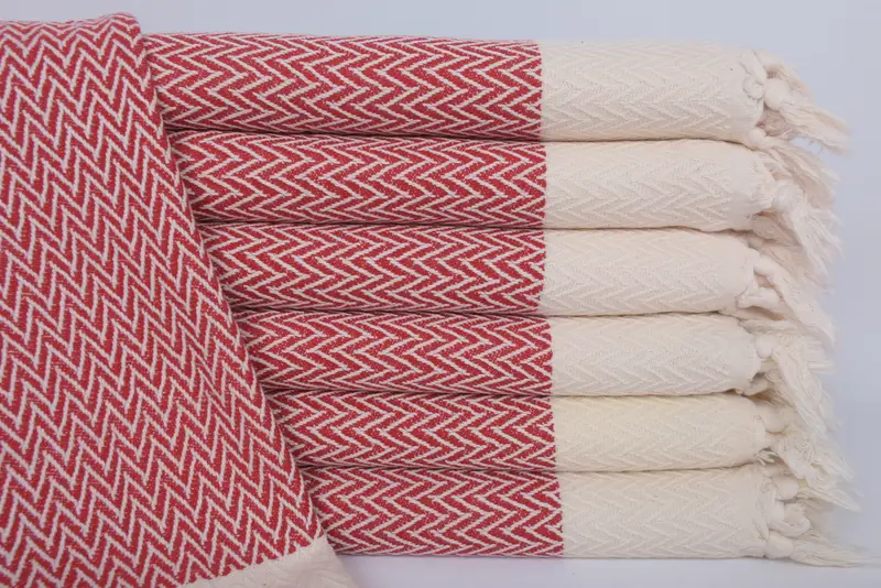 Personalized Kitchen Towel Red Zigzag Design Dish Towel, 34x18 Inches