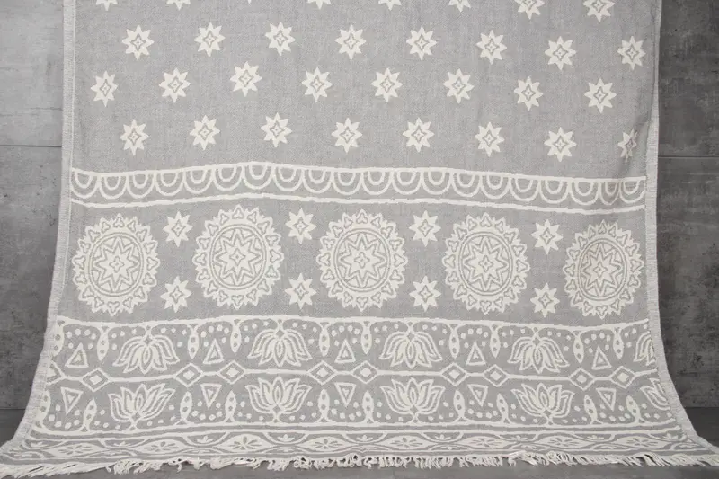 Turkish Bath Towel Dark Gray Rainbow, 36x71 Inches