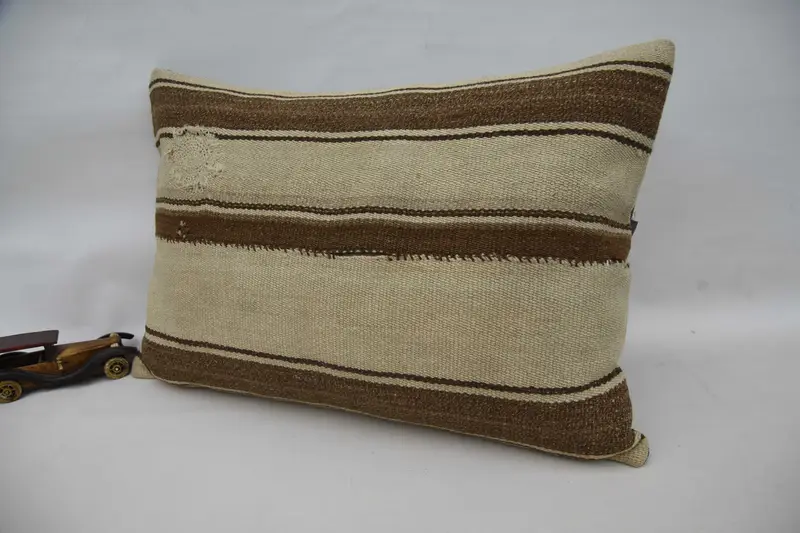 Cushion Cover, Turkish Kilim Pillow, 20x28 Beige Cushion, Throw Kilim Pillow, Turkish Pillow, Morroccon Kilim Cushion Pillow Case - 5