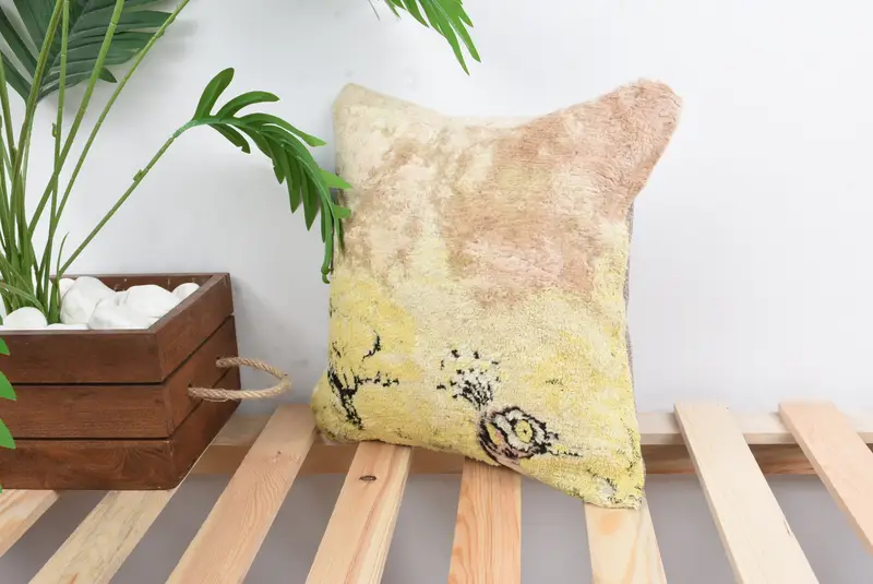 Pillow Cover, Hippie Throw Pillow Case, Antique Pillows, 12x12 Yellow Cushion Cover, Decorative Pillow Sham, Vintage Kilim Throw Pillow, Gift Pillow - 5