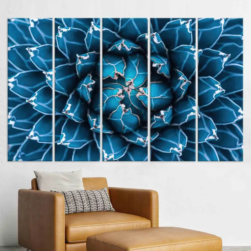 Cactus Wall Art, Canvas Wall Art, Living Room Decor, Abstract Natural Pattern, Farmhouse Wall Art, Navy Blue Wall Decor, Floral Wall Art, - 4