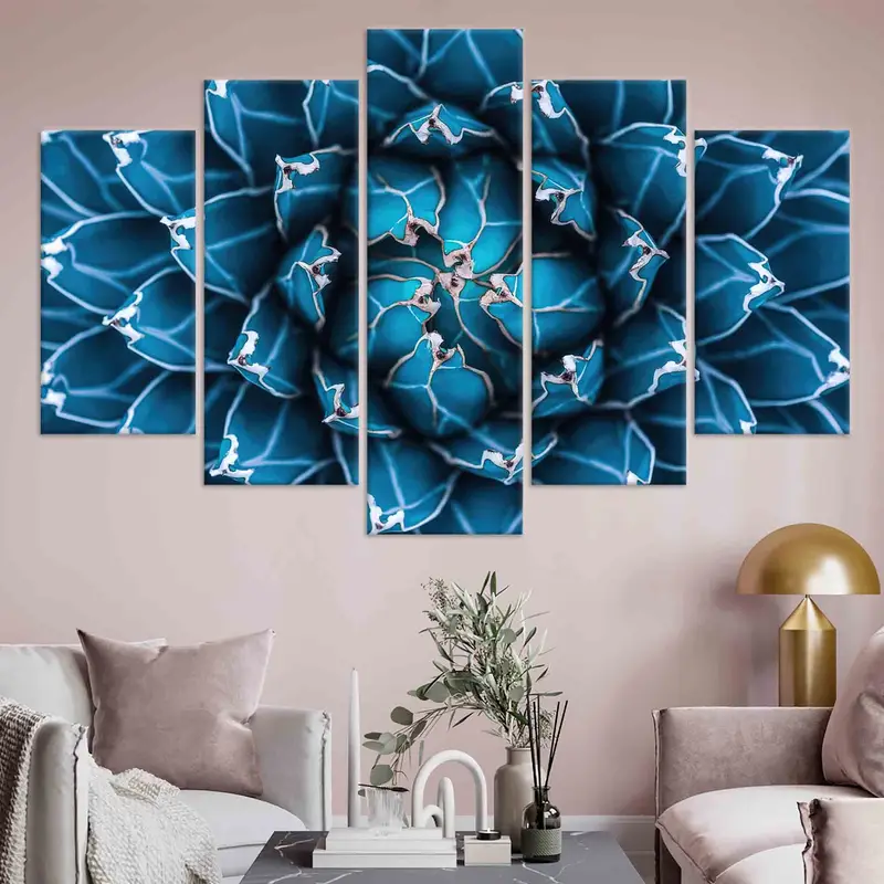 Cactus Wall Art, Canvas Wall Art, Living Room Decor, Abstract Natural Pattern, Farmhouse Wall Art, Navy Blue Wall Decor, Floral Wall Art, - 5