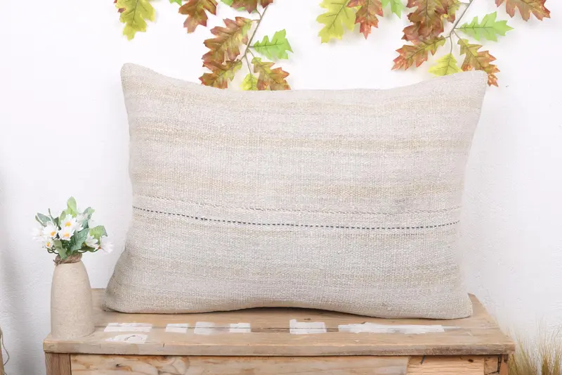 Beige & Bronze Patchwork-Wurfkissen, handgefertigtes besticktes Kissen