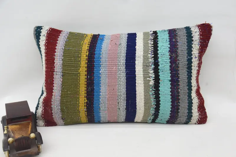 Turkish Pillow, Cushion, Kilim Pillow Cover, Boho Pillow, 12x20 Blue Cushion Case, Pattern Throw Cushion Case, Kilim Rug Cushion Cover - 4