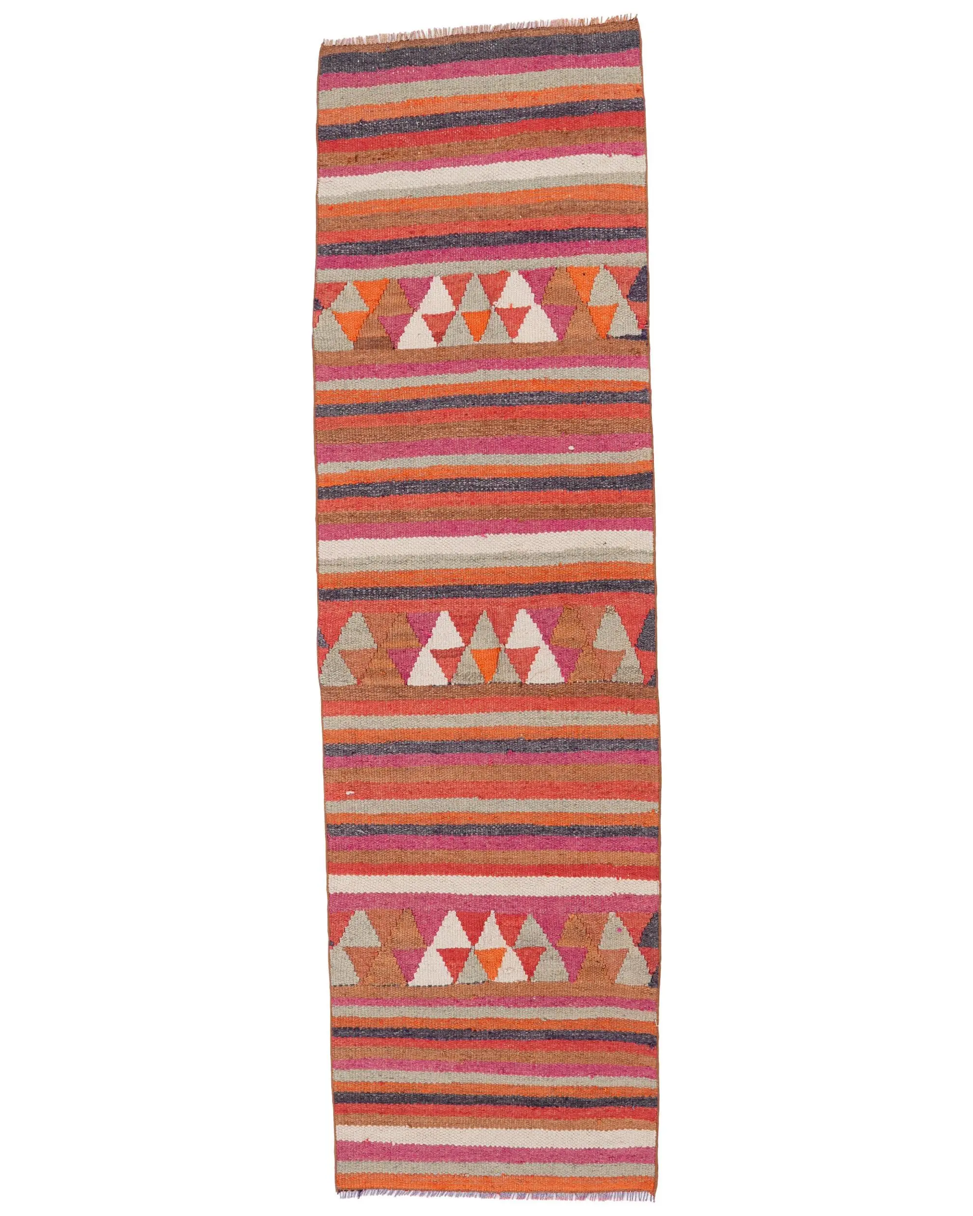 Turkish Herki Rug 2.5x8.9 ft (76x271 cm), Orange Solid Vintage Rug - 1