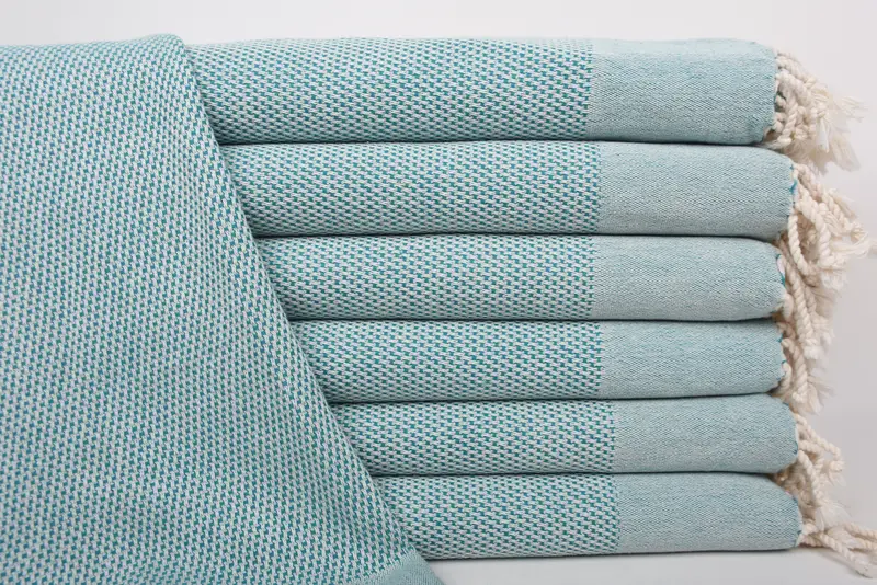 Turkish Towel Hand Towel Petrol Green Polka Dot Dish Towel, 44x24 Inches