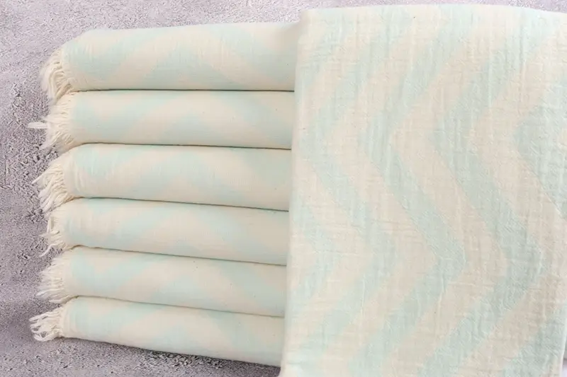 Wedding Favors, Scarf Towel, Bridal Party Gifts, Thin towel, 70x40 Cotton Zigzag Design Towel, Quick-dry towel, Fringed Turkish towel for poolside - 1