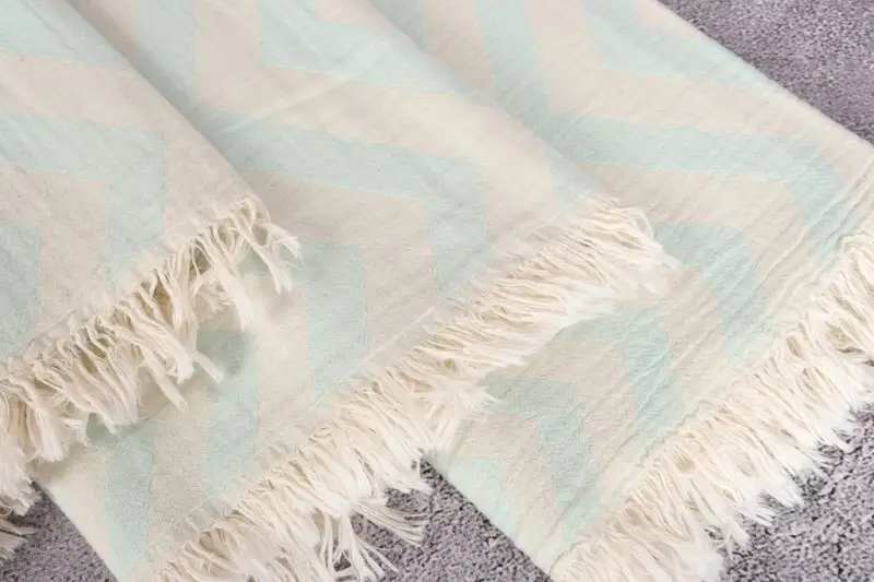 Wedding Favors, Scarf Towel, Bridal Party Gifts, Thin towel, 70x40 Cotton Zigzag Design Towel, Quick-dry towel, Fringed Turkish towel for poolside - 5