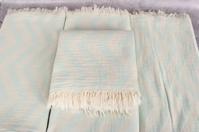 Wedding Favors, Scarf Towel, Bridal Party Gifts, Thin towel, 70x40 Cotton Zigzag Design Towel, Quick-dry towel, Fringed Turkish towel for poolside - 4