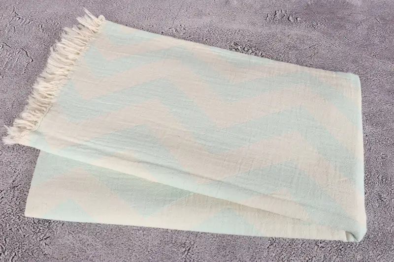 Wedding Favors, Scarf Towel, Bridal Party Gifts, Thin towel, 70x40 Cotton Zigzag Design Towel, Quick-dry towel, Fringed Turkish towel for poolside - 6