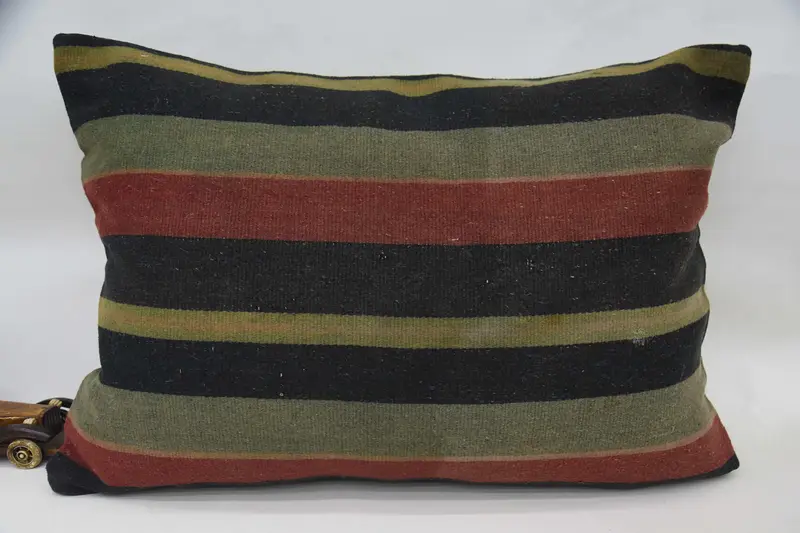 20x28 inch Vintage Antique Cushion Case, Striped LuxuryBrown Pillow Cover - 1