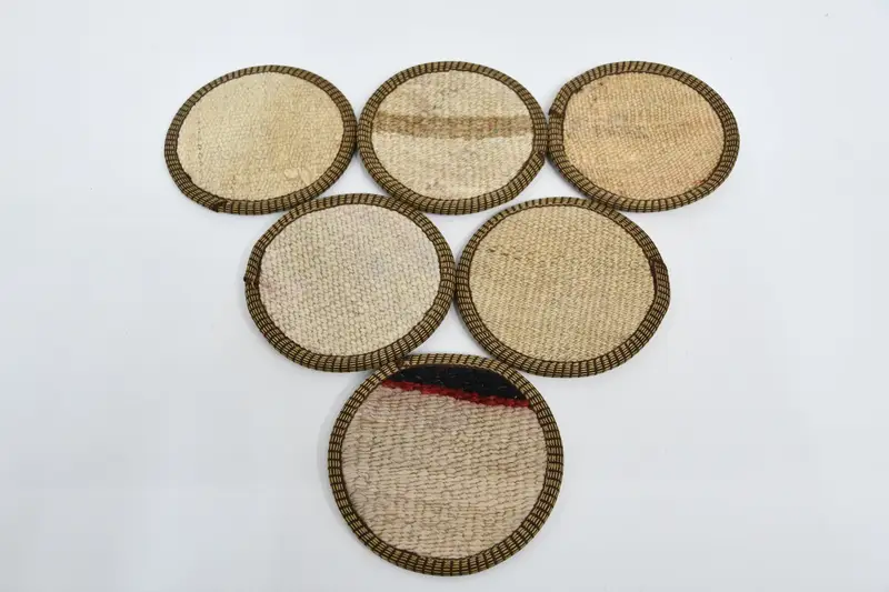 ボヘミアンラウンドコースター6枚セット、ベージュテーブルコースター