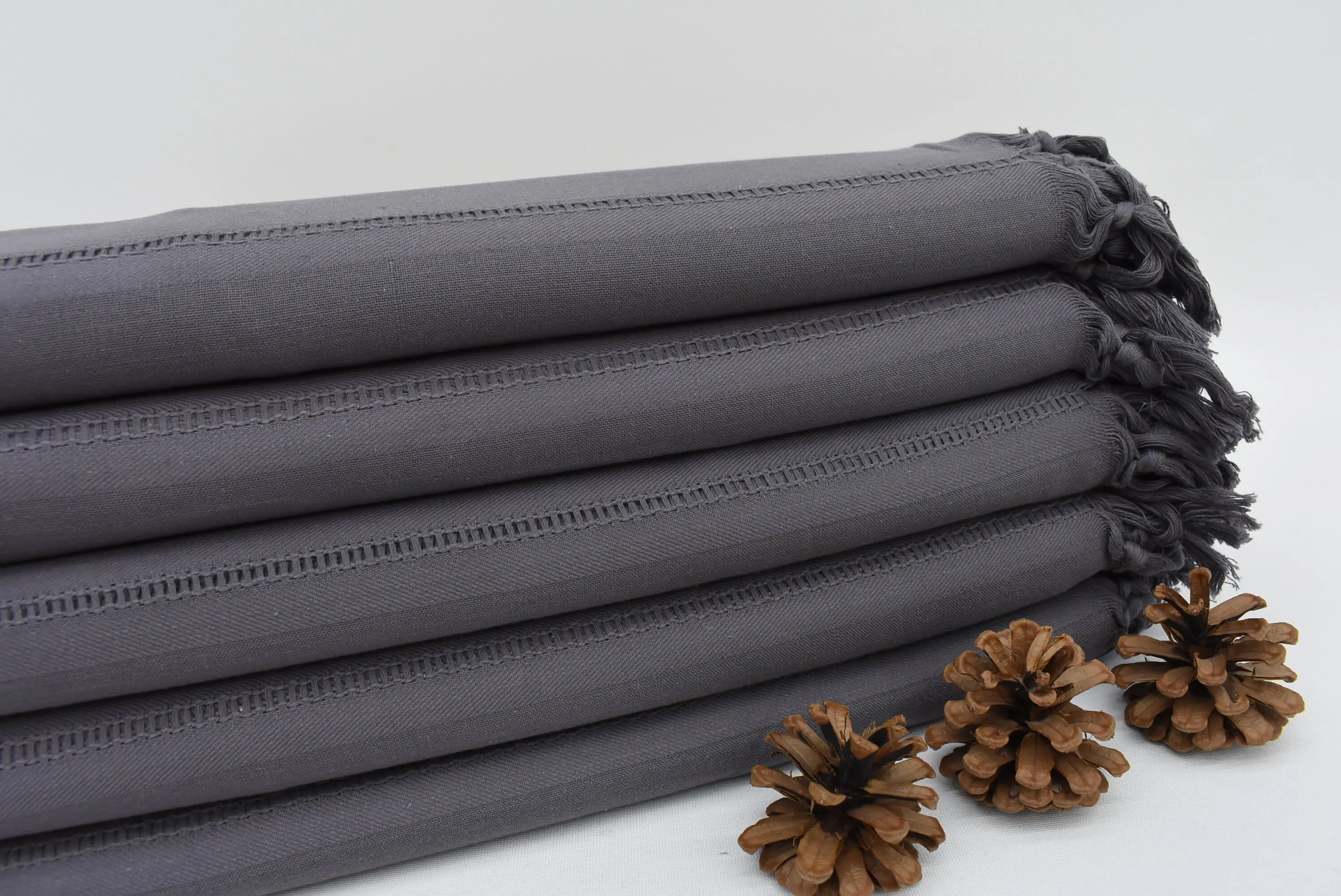 Valentines Gift Dark Gray Striped Bath Towel, Housewarming Gift, 70x40 Inches - 1