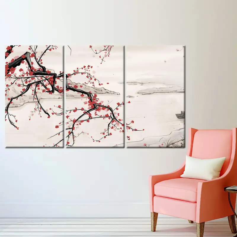 Tree Wall Art Decor, Japanese Canvas Art, Minimal Canvas, Floral Art Decor, Japanese Landscape, Minimal Wall Art, Home Decor Wall Art - 9