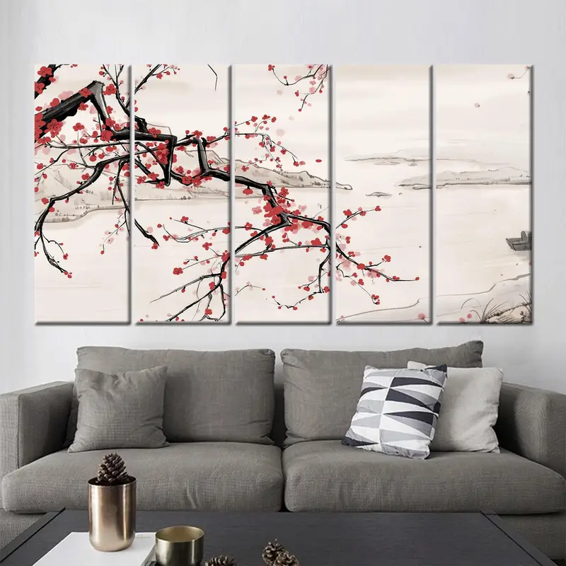 Tree Wall Art Decor, Japanese Canvas Art, Minimal Canvas, Floral Art Decor, Japanese Landscape, Minimal Wall Art, Home Decor Wall Art - 10