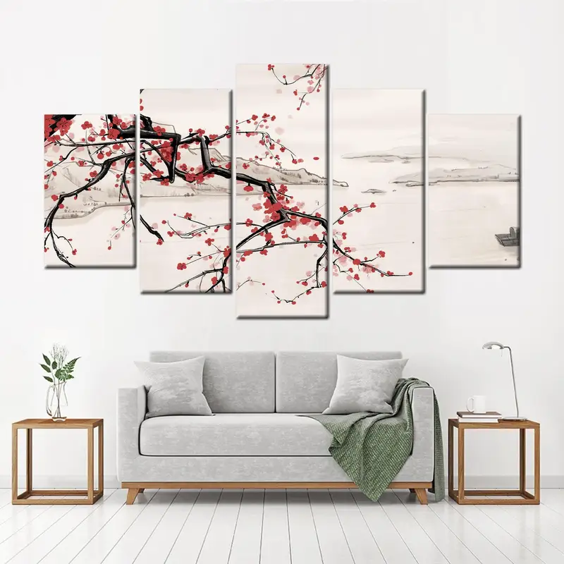 Tree Wall Art Decor, Japanese Canvas Art, Minimal Canvas, Floral Art Decor, Japanese Landscape, Minimal Wall Art, Home Decor Wall Art - 2