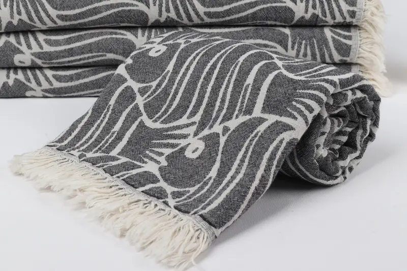 Turkish Towel Beach, Turkish hand towel, Quick-dry travel peshtemal towel, Xmas Gifts, Wedding Favors, Wedding Towel, 70x36 Cotton Fish Design Towel - 5