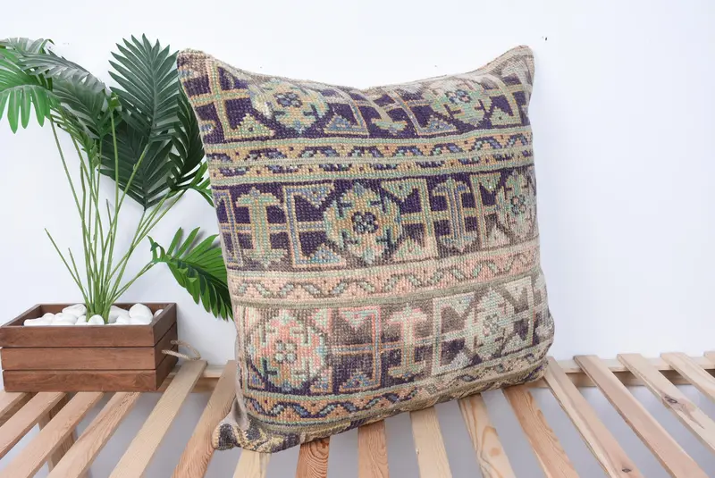 Home Decor Pillow, Pillow Case, Gift Pillow, Kilim Rug Pillow Sham, Boho Pillow, Sofa Cushion Case, 28x28 Blue Cushion Case, Aztec Pillow Sham - 4