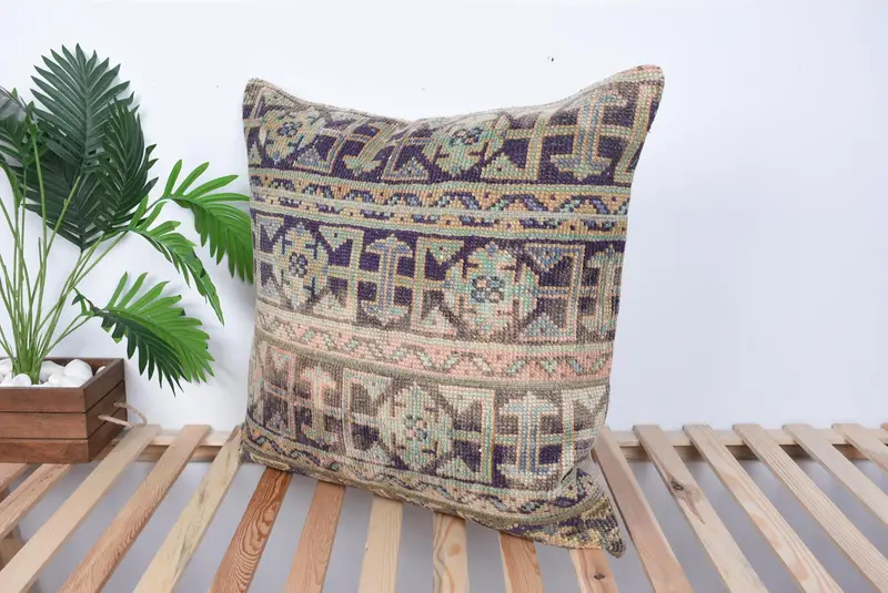 Home Decor Pillow, Pillow Case, Gift Pillow, Kilim Rug Pillow Sham, Boho Pillow, Sofa Cushion Case, 28x28 Blue Cushion Case, Aztec Pillow Sham - 5