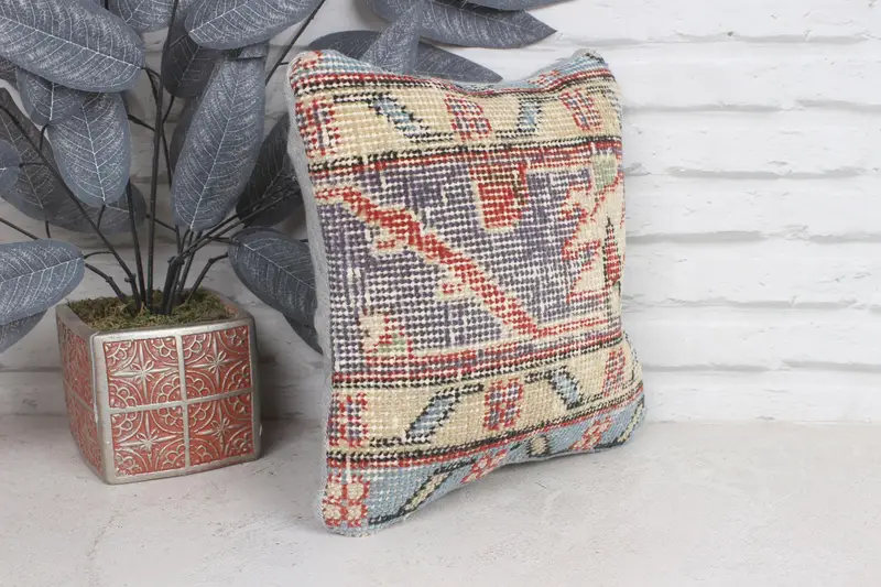 Turkish Pillow, Pillow Case, 12x12 Blue Pillow Sham, Christmas Cushion Cover, Pet Cushion, Custom Pillow Cover, Home Decor Pillow, Vintage Pillow - 4