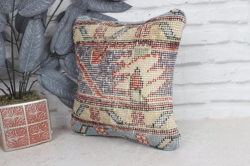 Turkish Pillow, Pillow Case, 12x12 Blue Pillow Sham, Christmas Cushion Cover, Pet Cushion, Custom Pillow Cover, Home Decor Pillow, Vintage Pillow - 3