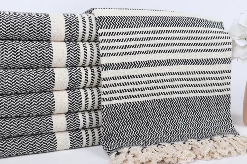 Travel Towel, 70x40 Cotton Striped Towel, Turkish Towel Beach Towel, Luxury towel, Bridesmaid Gifts, Sand-free towel, Spa Towel, Wedding Shower Gift - 2