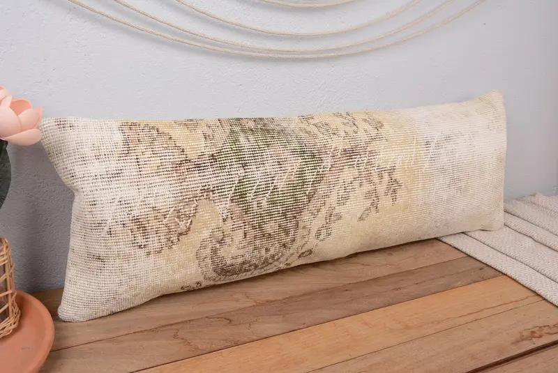 Beige & braunes Southwestern-Wurfkissen, 12x36 handgefertigtes Kissen