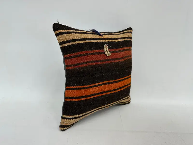 Pillow Case, Boho Pillow Sham Cover, Throw Kilim Pillow, 14x14 Red Pillow, Personalized Gift Pillow Cushion Case, Ethnical Kilim Rug Pillow - 3