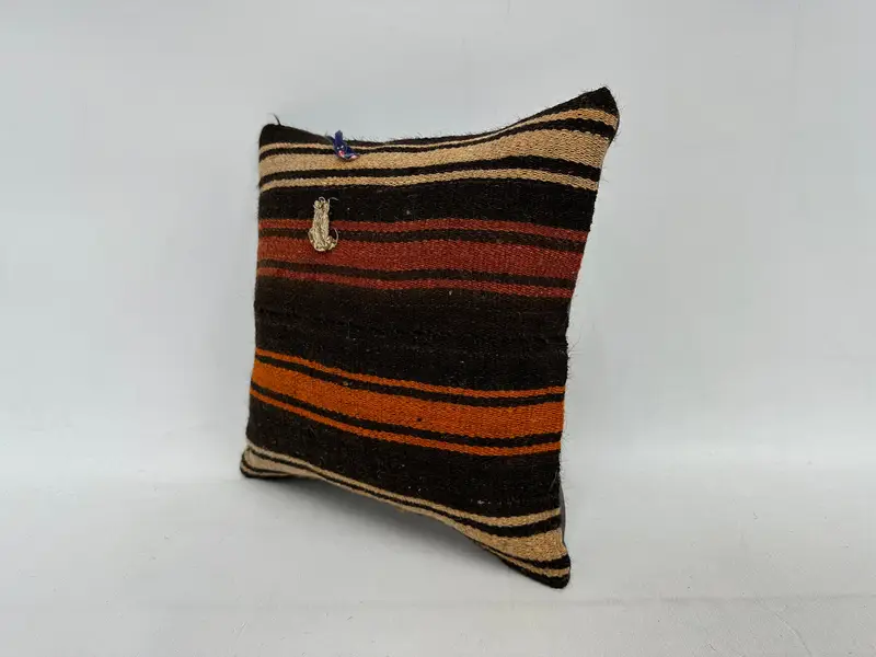 Pillow Case, Boho Pillow Sham Cover, Throw Kilim Pillow, 14x14 Red Pillow, Personalized Gift Pillow Cushion Case, Ethnical Kilim Rug Pillow - 4