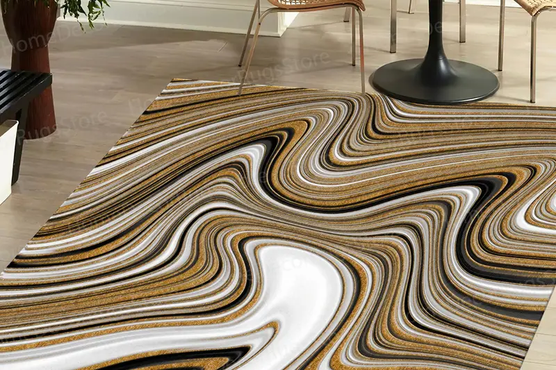 Goldmarmor schimmernder luxuriöser bedruckter Teppich – moderner Wohnakzent