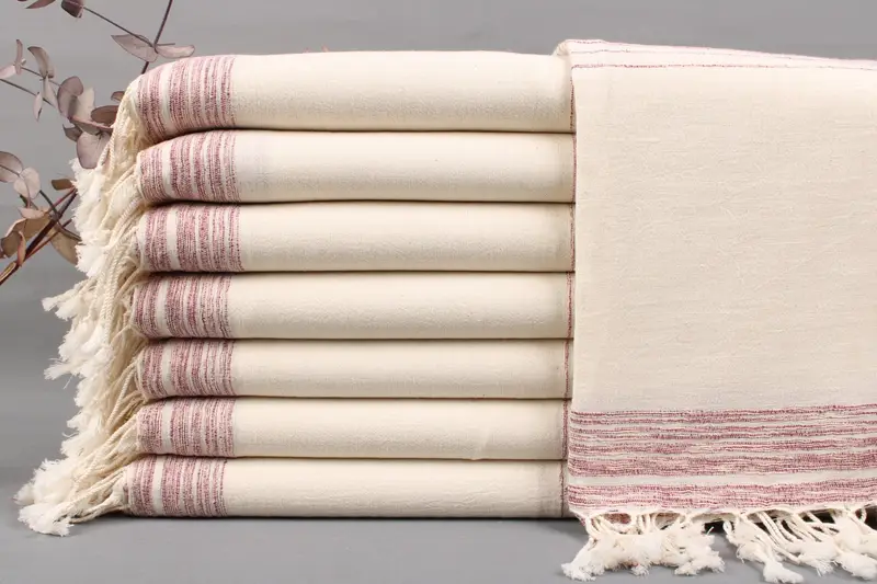 Personalized Turkish Towel Beige, Striped, 36x67 Inches