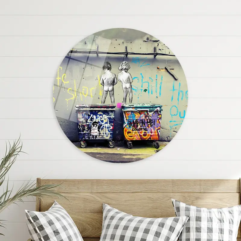 Life is Short, Peeing Boys Canvas Print - Banksy Inspired