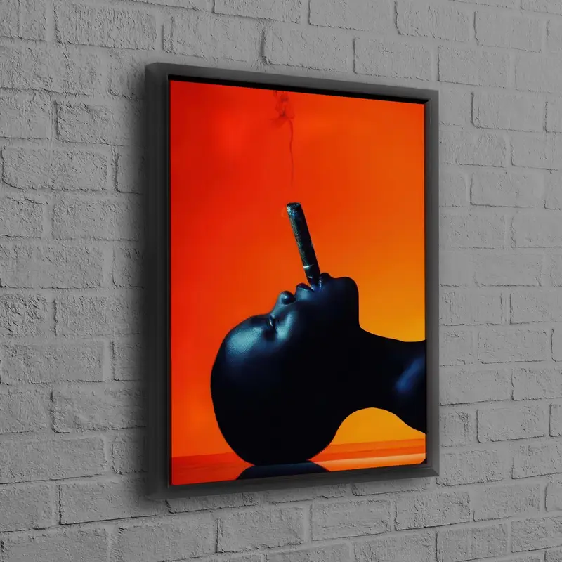 Mujer negra moderna con cigarrillo - Elegante lienzo impreso