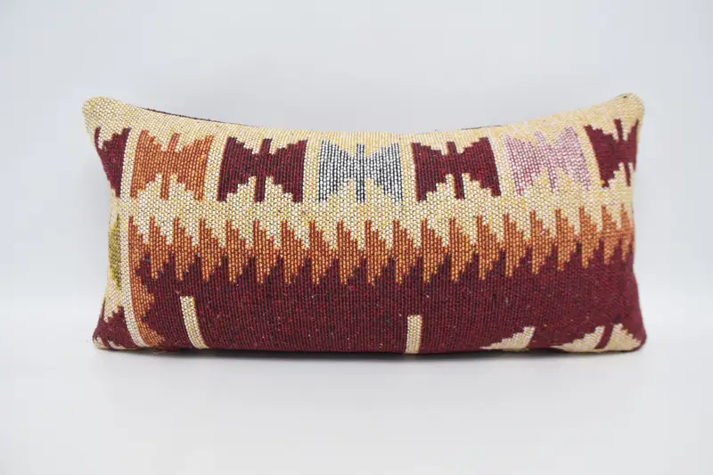 Turkish Beige Rectangle Pillow Cover, Geometric Moroccan 12x24 inch Cushion Cover - 1