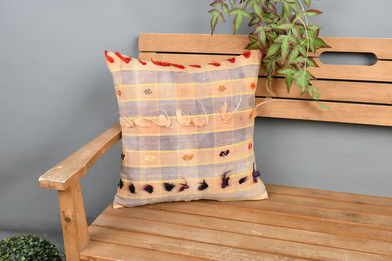 Yoga Cushion Cover, Cushion Case, Pillow for Sofa, Kilim Cushion Sham, Farmhouse Pillow Case, 18x18 Orange Cushion, Throw Kilim Pillow - 1