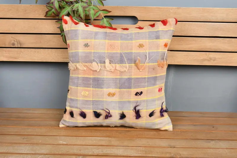 Yoga Cushion Cover, Cushion Case, Pillow for Sofa, Kilim Cushion Sham, Farmhouse Pillow Case, 18x18 Orange Cushion, Throw Kilim Pillow - 6