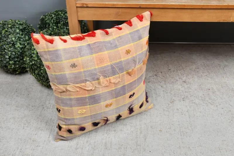 Yoga Cushion Cover, Cushion Case, Pillow for Sofa, Kilim Cushion Sham, Farmhouse Pillow Case, 18x18 Orange Cushion, Throw Kilim Pillow - 7
