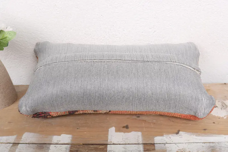 Outdoor Patio Cushion, 8x16 Orange Pillow, Throw Kilim Pillow, Anatolian Cushion Case, Kilim Pillow Cover, Boho Pillow, Ethnic Throw Pillow, Pillow - 7