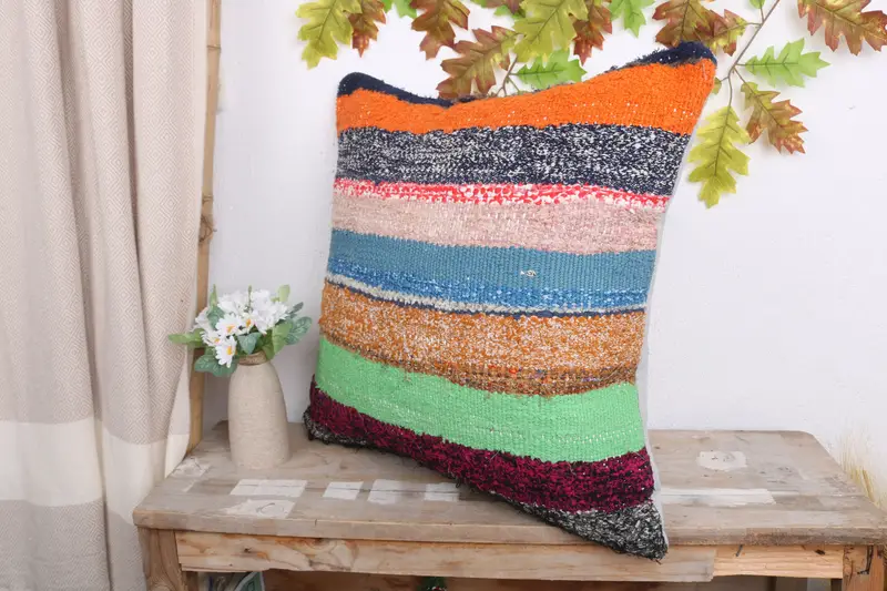 20x20 Red Pillow Sham, Boho Pillow Sham Cover, Pillow, Vintage Pillow Sham, Interior Designer Pillow, Ethnical Kilim Rug Pillow - 4