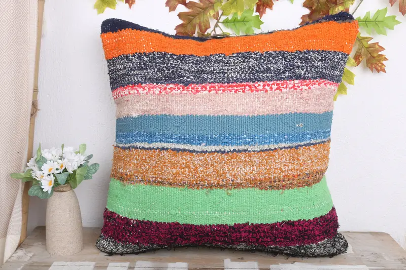 20x20 Red Pillow Sham, Boho Pillow Sham Cover, Pillow, Vintage Pillow Sham, Interior Designer Pillow, Ethnical Kilim Rug Pillow - 2