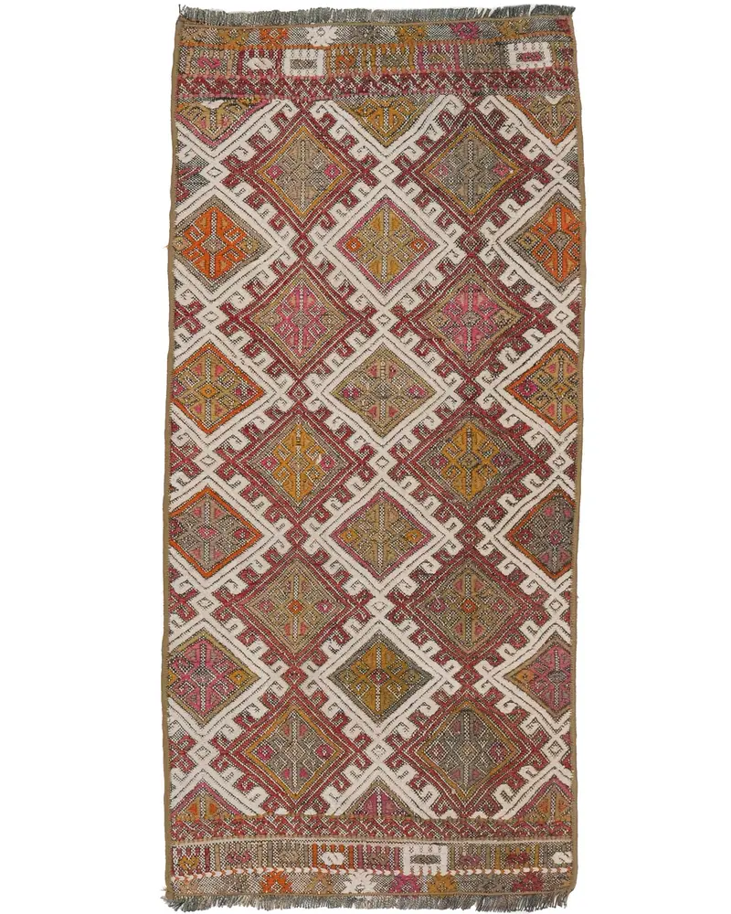 1,3 x 2,8 Fuß großer Teppich, rot-weißes Ombré-Design