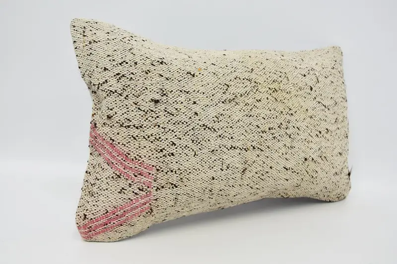 Authentic Pillow Cover, Throw Kilim Pillow, Antique Pillows, Cushion Cover, Turkish Pillow, 12x20 Beige Pillow Sham, Natural Cushion Cover - 3