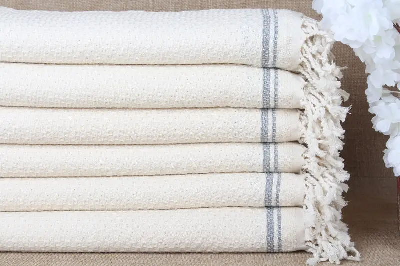 Turkish Beach Towel Personalized Dark Gray Striped, 67x36 Inches