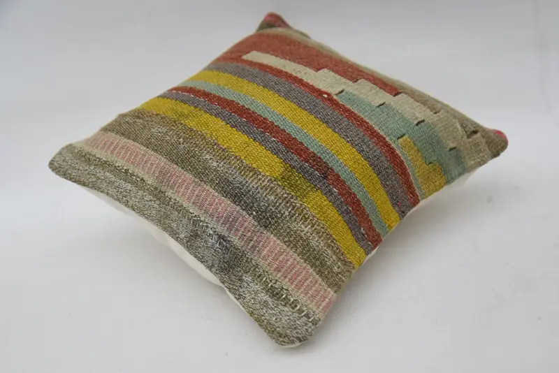 Southwestern Pillow Case, Turkish Pillow, Anatolian Cushion Cover, Pillow for Couch, Kilim Pillow Cover, 12x12 Brown Pillow Case, Cushion - 6