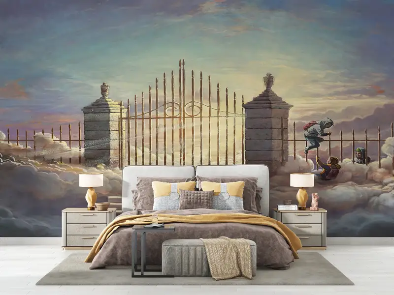 Wall Paper Peel and Stick, Pearly Gates Wall Poster, Banksy Pearly Gates, Modern Wall Paper, Paper Wall Art, Painting Wallpaper, - 5