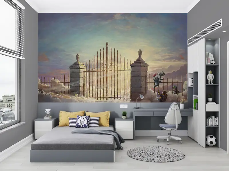Wall Paper Peel and Stick, Pearly Gates Wall Poster, Banksy Pearly Gates, Modern Wall Paper, Paper Wall Art, Painting Wallpaper, - 7